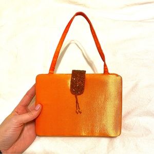 Vintage beaded orange handbag